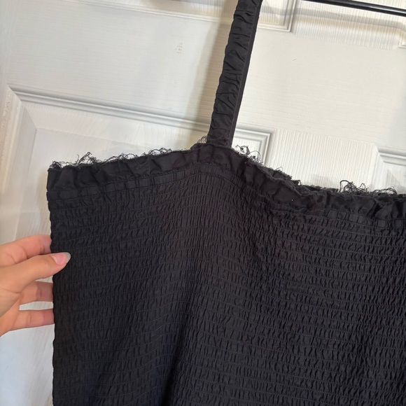 ASOS Design Cotton Smocked Maxi Dress Frayed Edge Sundress - Picture 3 of 9